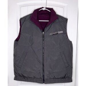 Cinch‎ Reversible Gray/purple Feather Down Fill Puffer Zip Vest Mens M Full Zip